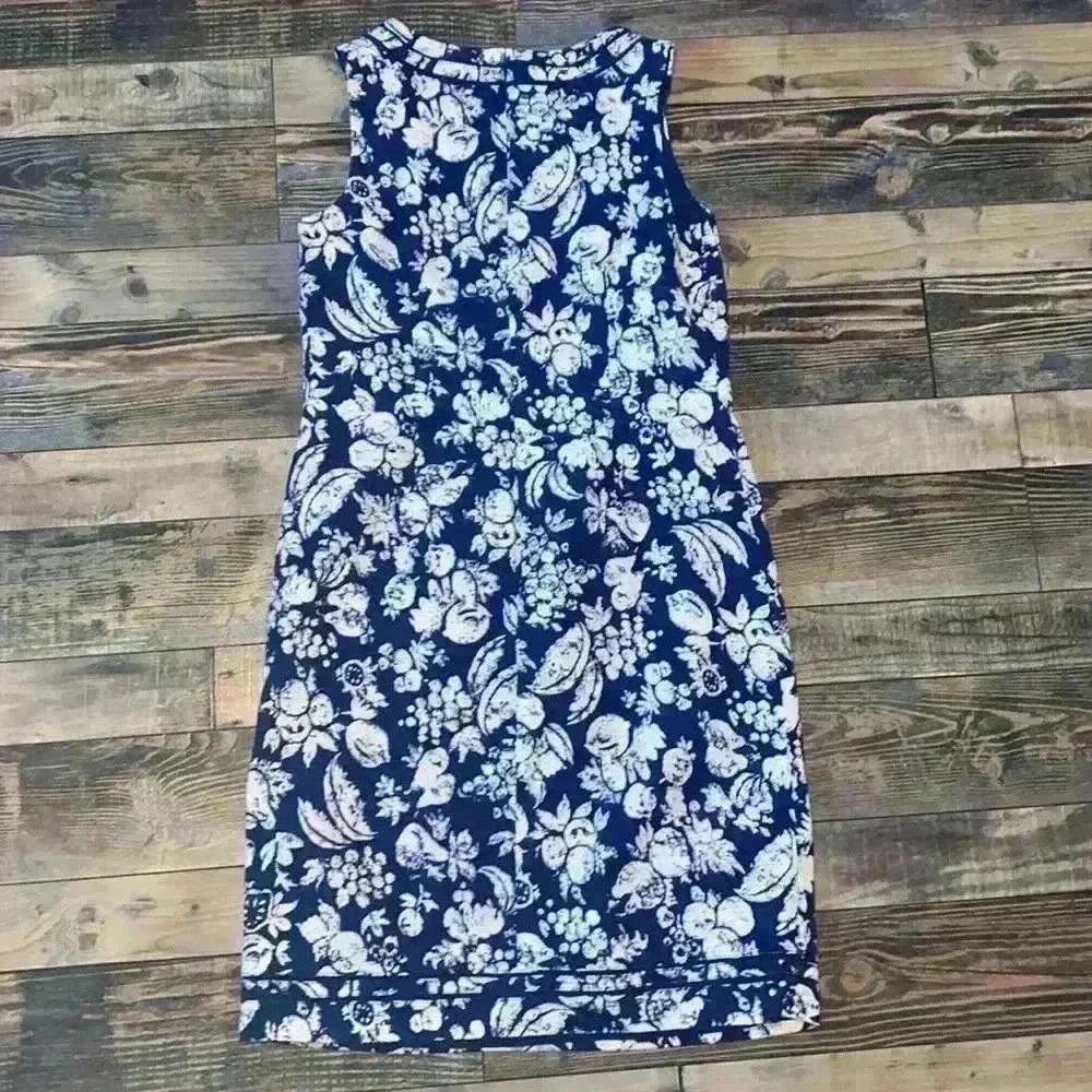 Talbots Blue White lined Dress Mixed Fruit design size 6 - Picture 5 of 8